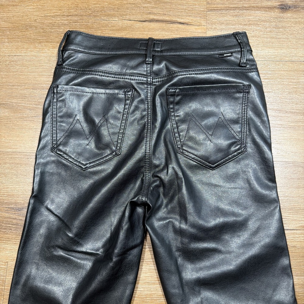 MOTHER The Insider Ankle Wax On Wax Off Woman's Size 25 Faux Vegan Leather Black - Picture 16 of 16